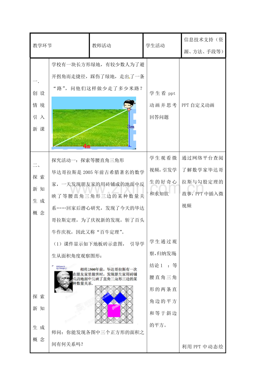 八年级数学下册 17.1 勾股定理教案 （新版）新人教版-（新版）新人教版初中八年级下册数学教案.doc_第2页