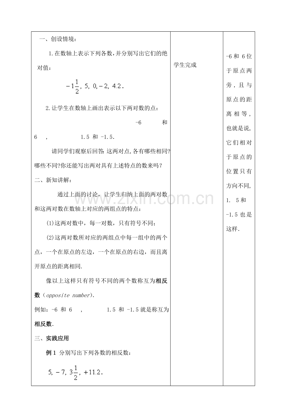 江苏省太仓市浮桥中学七年级数学上册 2.3 绝对值与相反数（第2课时）教案 苏科版.doc_第2页