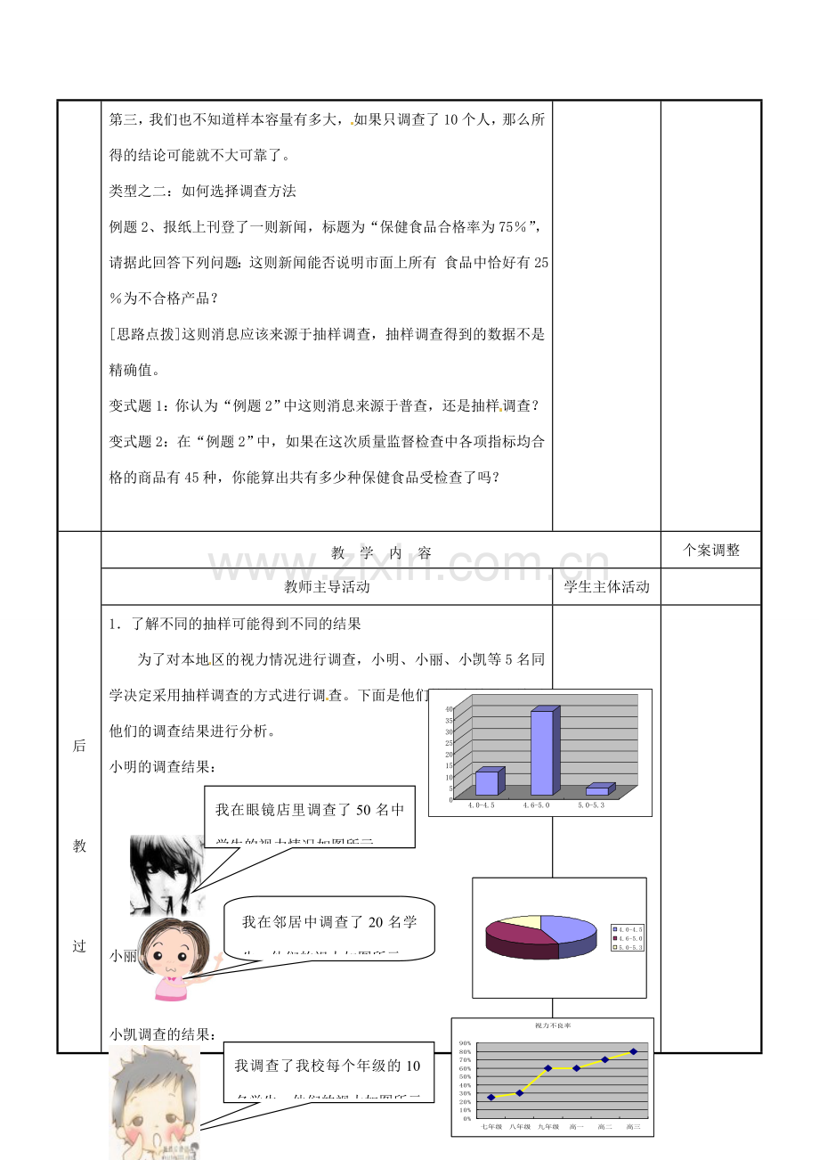 江苏省新沂市第二中学九年级数学下册 8.2 中学生的视力情况的调查教案（1） 苏科版.doc_第2页