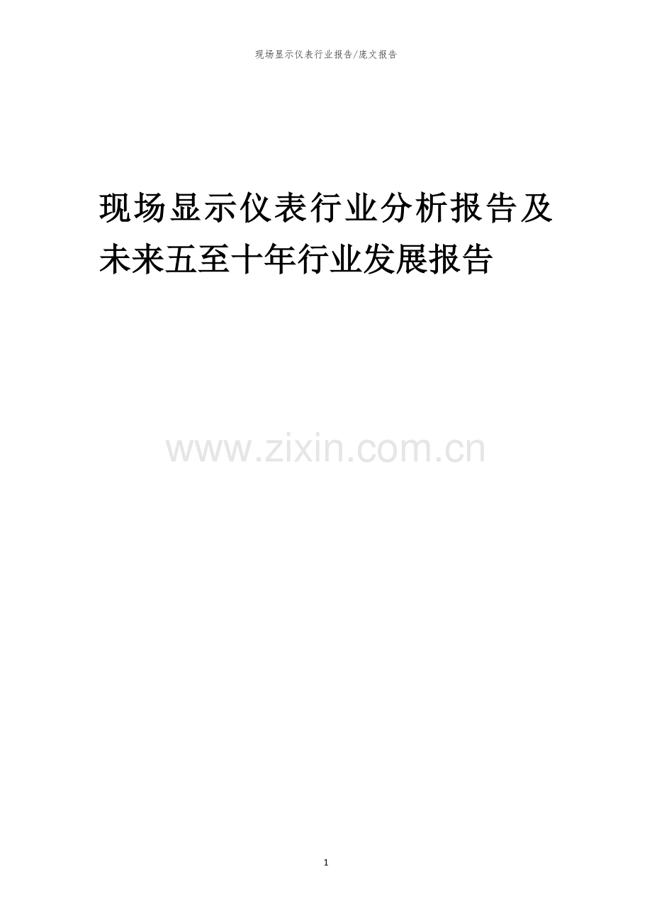 2023年现场显示仪表行业分析报告及未来五至十年行业发展报告.docx_第1页