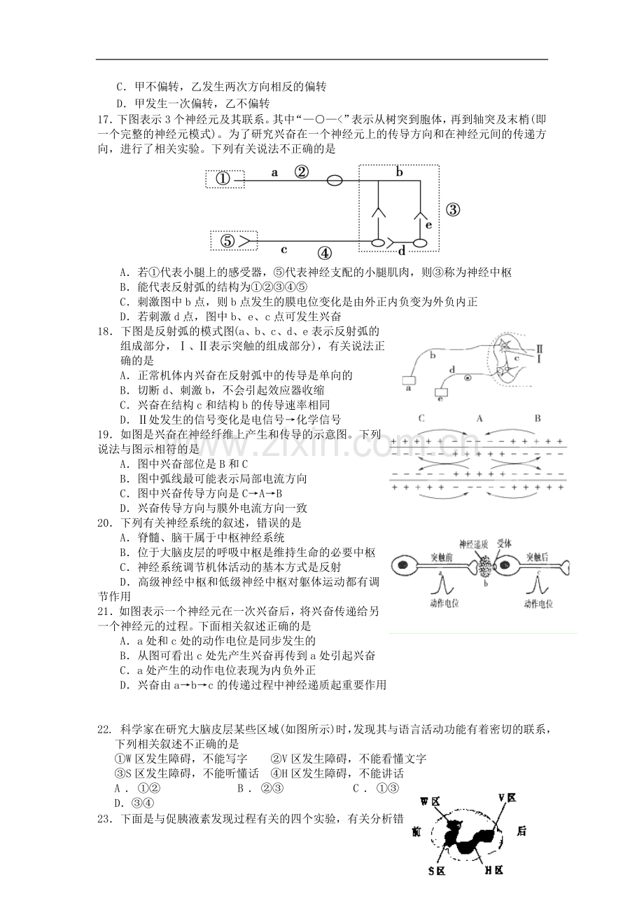 四川省双流市棠中外语学校2013-2014学年高二生物10月月考试题.doc_第3页