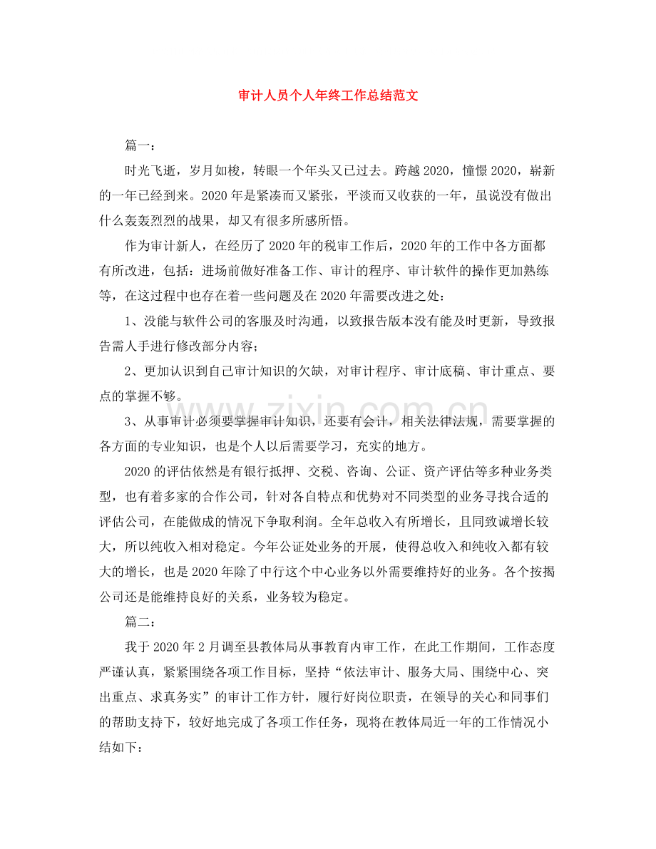 审计人员个人年终工作总结范文.docx_第1页