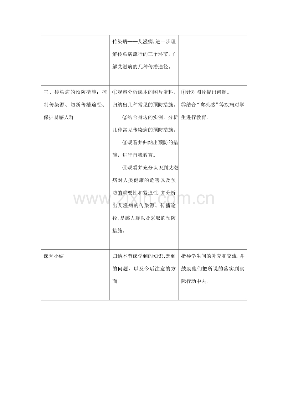 八年级生物下册 第八单元 第一章 第一节 传染病及预防教学设计 （新版）新人教版-（新版）新人教版初中八年级下册生物教案.doc_第3页