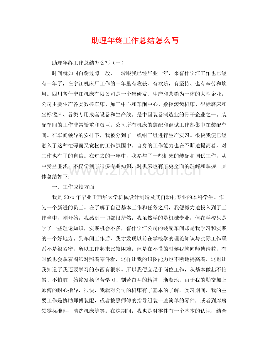 助理年终工作总结怎么写 .docx_第1页