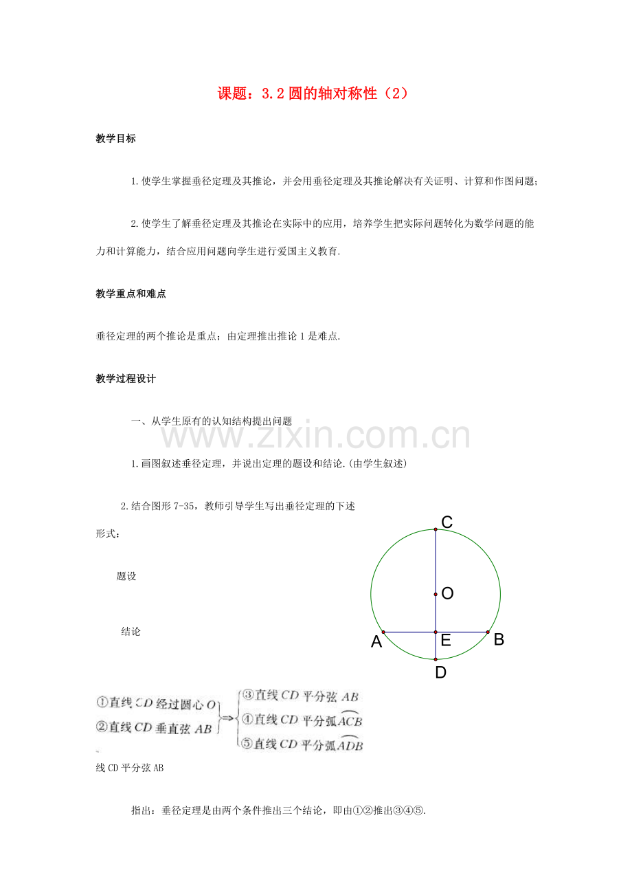 九年级数学上：3.2圆的轴对称性（2）教案（浙教版）.doc_第1页