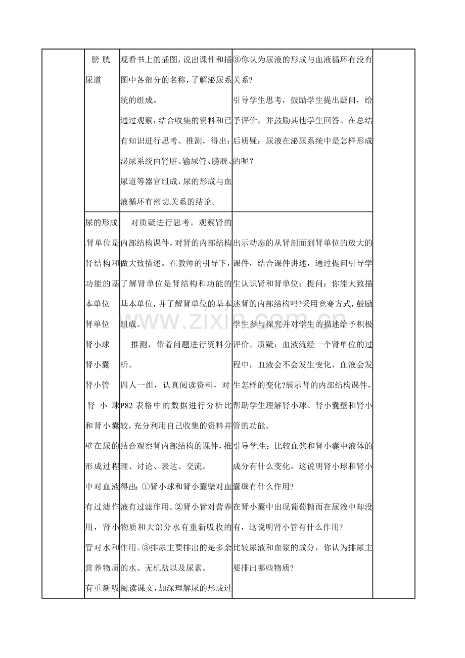 山东省临沭县第三初级中学七年级生物下册《4.5.1尿的形成和排出》教案 新人教版.doc_第3页