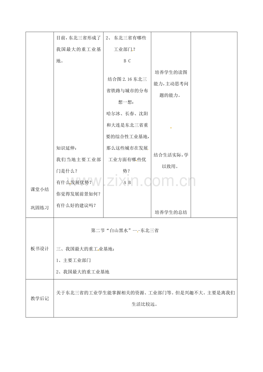 吉林省双辽市八年级地理下册 6.2“白山黑水”---东北三省（第3课时）教案 （新版）新人教版-（新版）新人教版初中八年级下册地理教案.doc_第3页