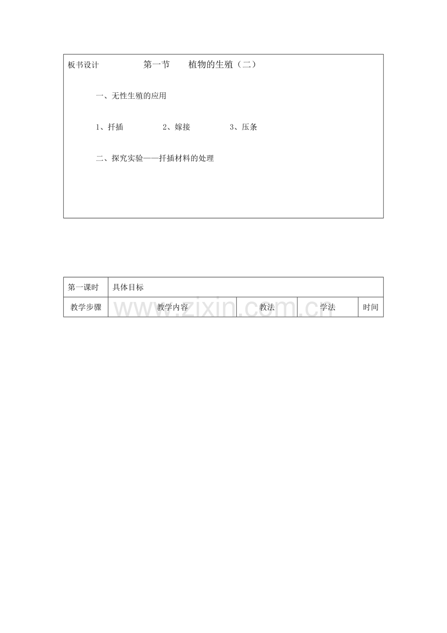 吉林省舒兰市三十一中八年级生物学科下册第一节植物的生殖（二）教案 人教新课标版.doc_第2页