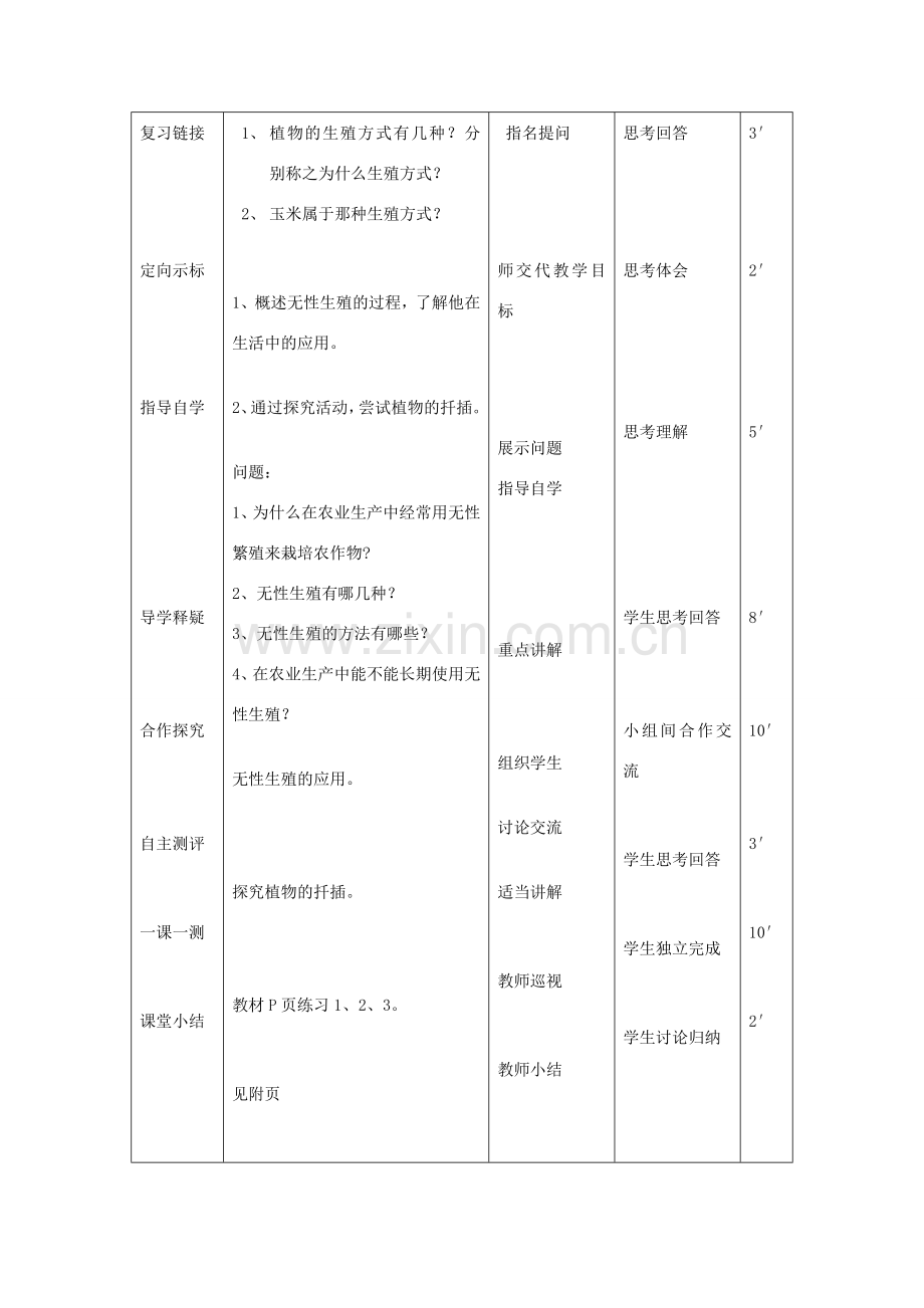 吉林省舒兰市三十一中八年级生物学科下册第一节植物的生殖（二）教案 人教新课标版.doc_第3页