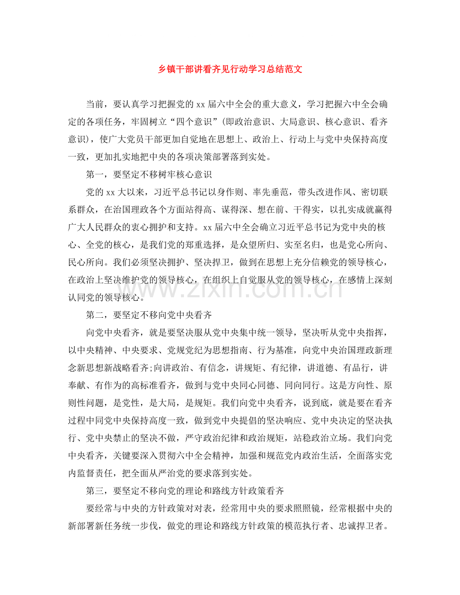 乡镇干部讲看齐见行动学习总结范文.docx_第1页