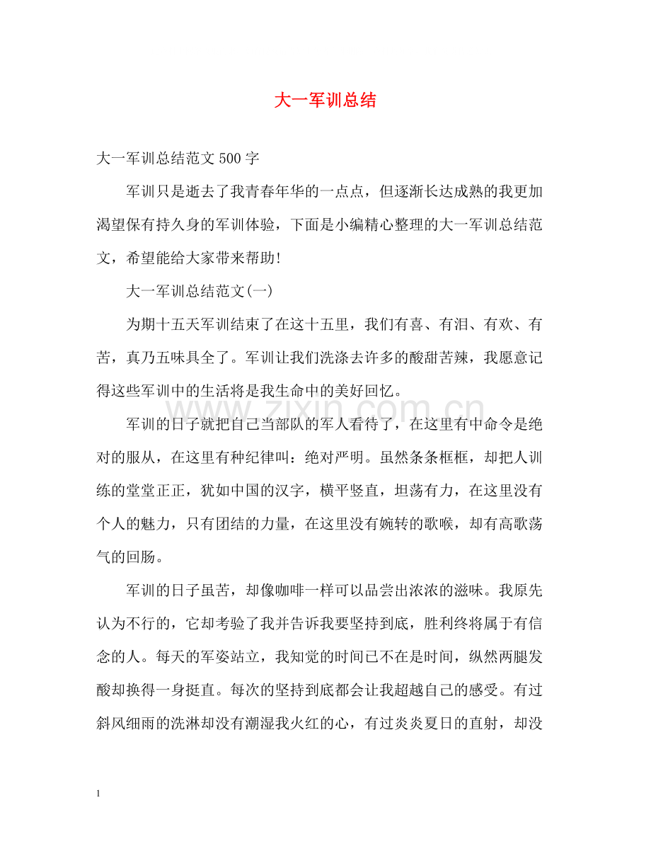 大一军训总结2).docx_第1页