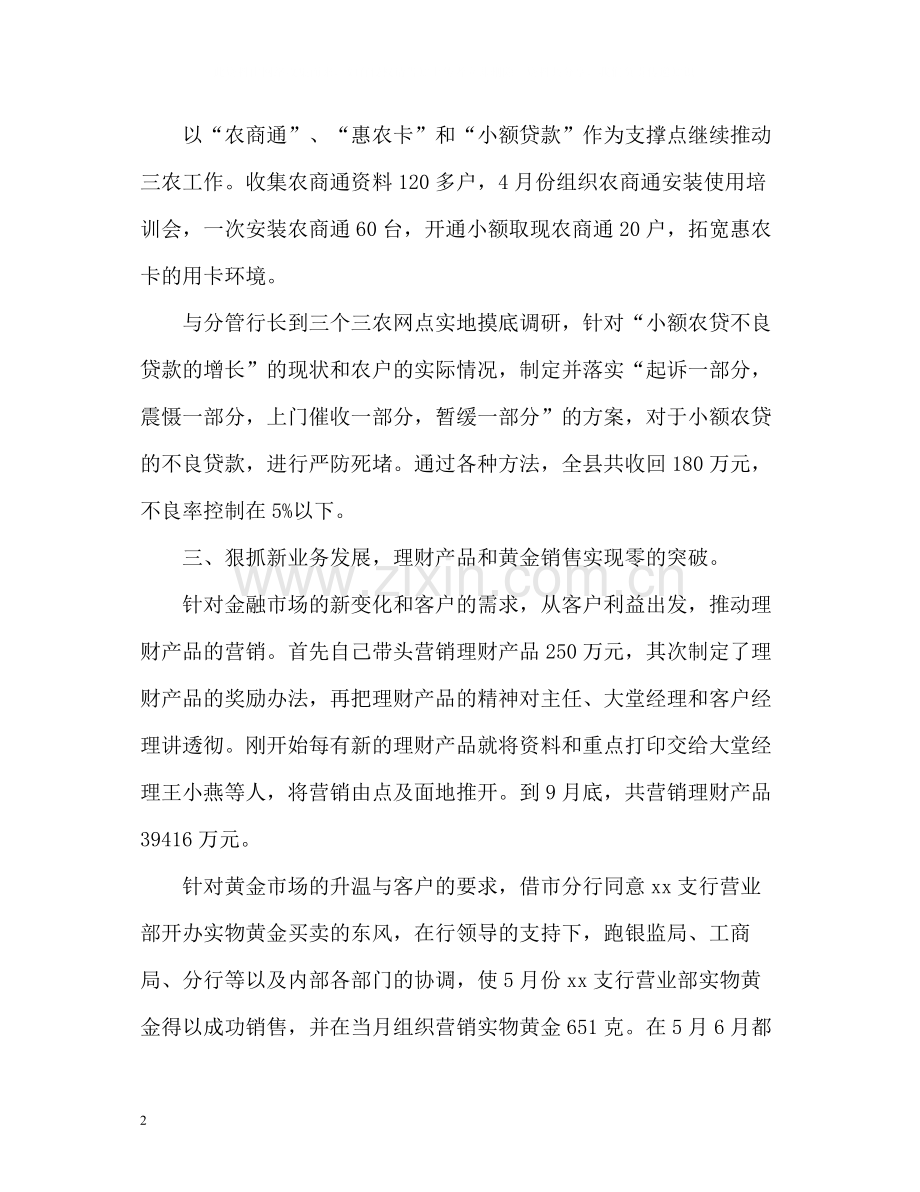 银行部门经理工作自我总结.docx_第2页