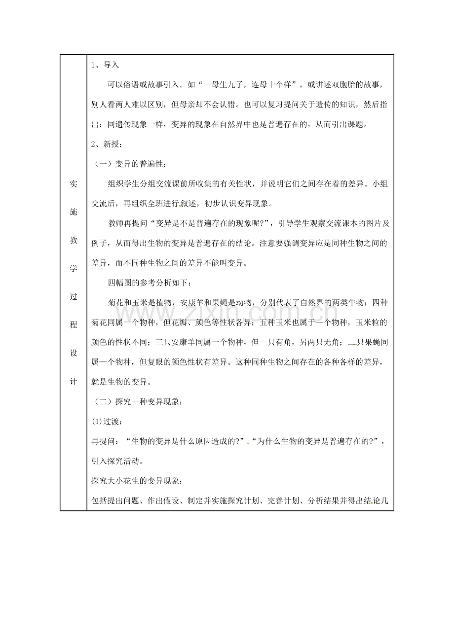 八年级生物下册 7.2.5生物的变异教案2 （新版）新人教版-（新版）新人教版初中八年级下册生物教案.doc_第2页