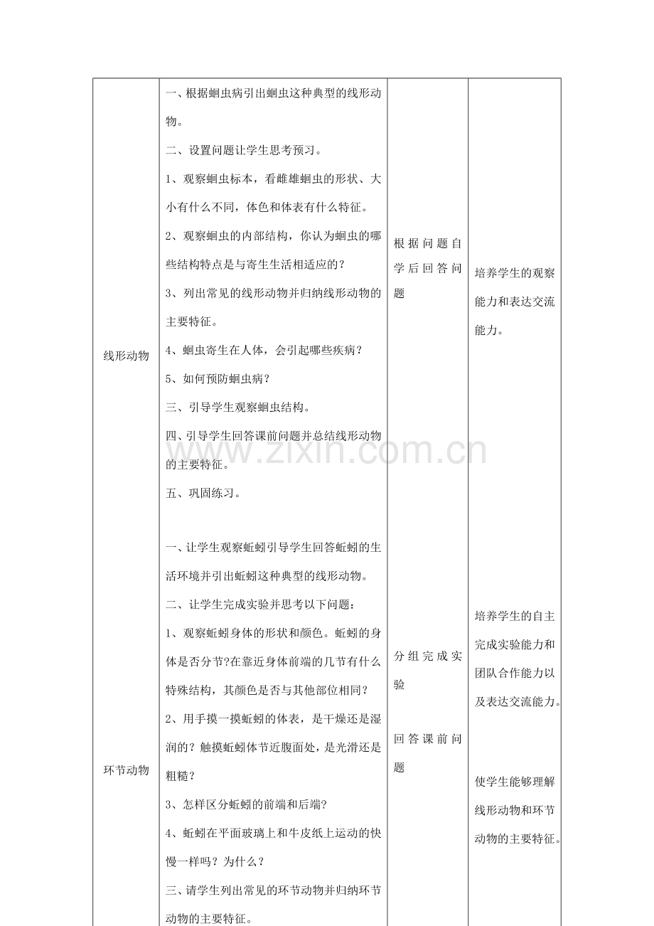 八年级生物上册 5.1.2 线形动物和环节动物教案1 （新版）新人教版-（新版）新人教版初中八年级上册生物教案.doc_第3页