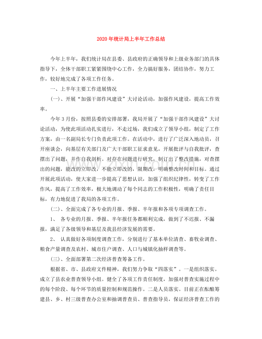 2020年统计局上半年工作总结.docx_第1页