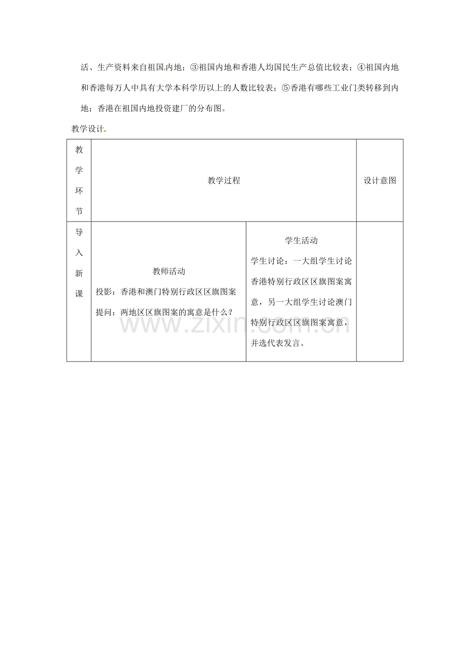 八年级地理下册 第六章 第二节《特别行政区—香港和澳门》教案（1） 新人教版.doc_第2页