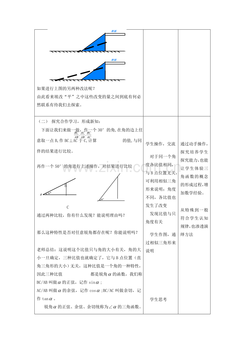 安徽省安庆市桐城吕亭初级中学九年级数学下册 锐角三角函数教学设计（1） 新人教版.doc_第3页