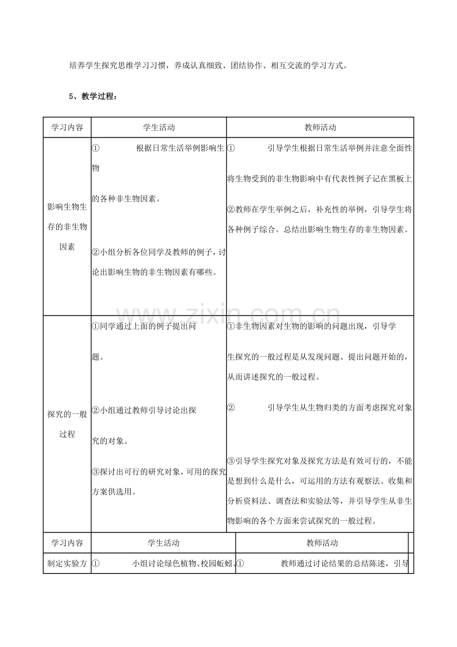 八年级生物下册 第七单元 第一章 第二节《生物与环境的关系》（第1课时）非生物因素对生物的影响教学设计 冀教版-冀教版初中八年级下册生物教案.doc_第2页