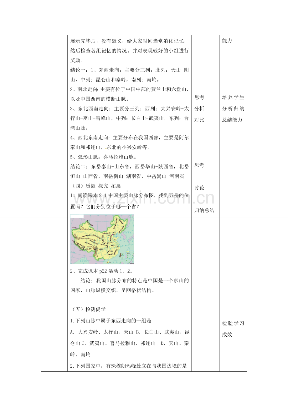 小学教学研究室八年级地理上册 2.1 中国的地形教案4 （新版）湘教版-（新版）湘教版初中八年级上册地理教案.doc_第3页