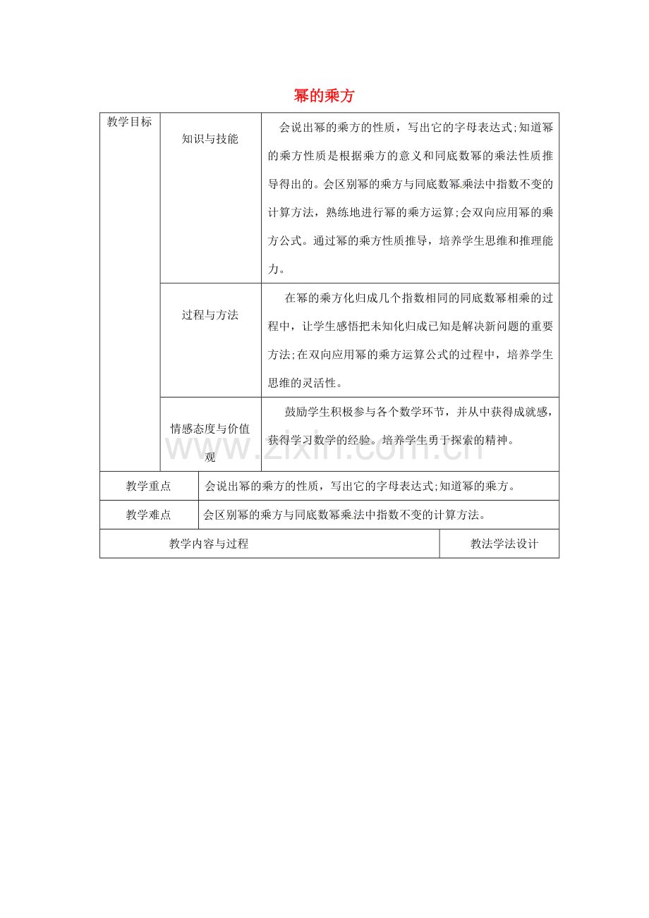 吉林省长春市双阳区八年级数学上册 第12章 整式的乘除 12.1 幂的运算 12.1.2 幂的乘方教案 （新版）华东师大版-（新版）华东师大版初中八年级上册数学教案.doc_第1页