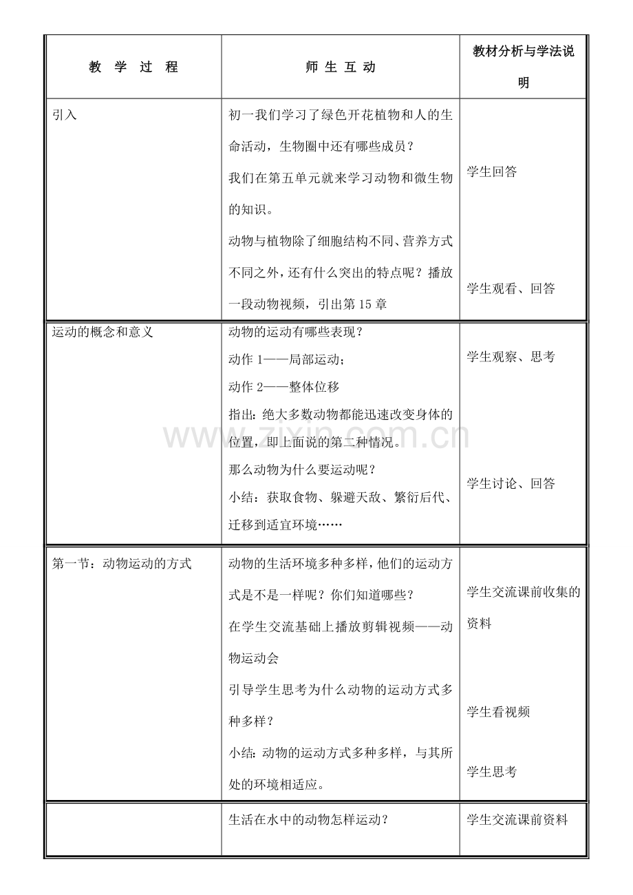 八年级生物上册 第15章 第1节 动物的运动方式教案 北师大版-北师大版初中八年级上册生物教案.doc_第2页