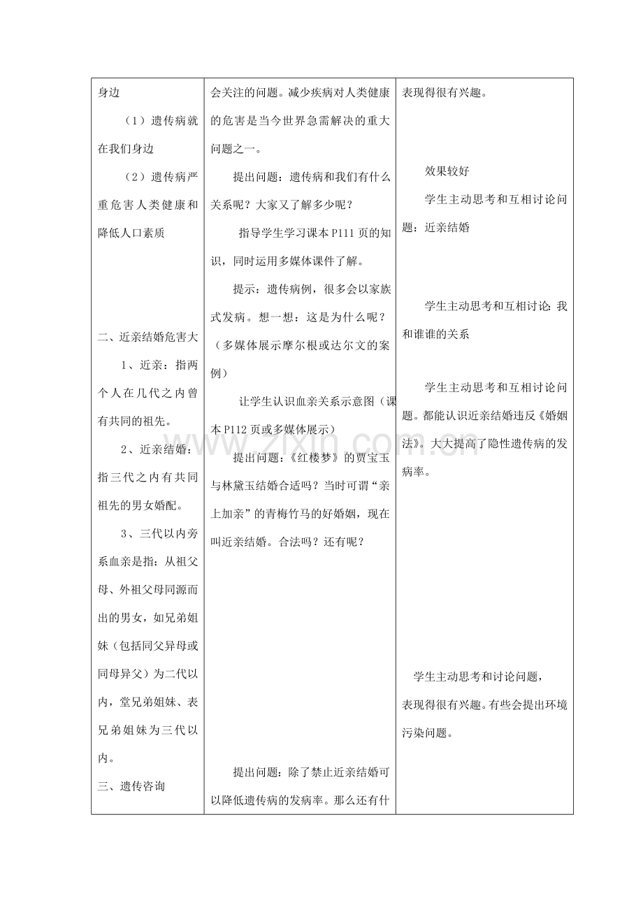 八年级生物上册 20.6 遗传病和人类健康教案（2）（新版）北师大版-（新版）北师大版初中八年级上册生物教案.doc_第2页