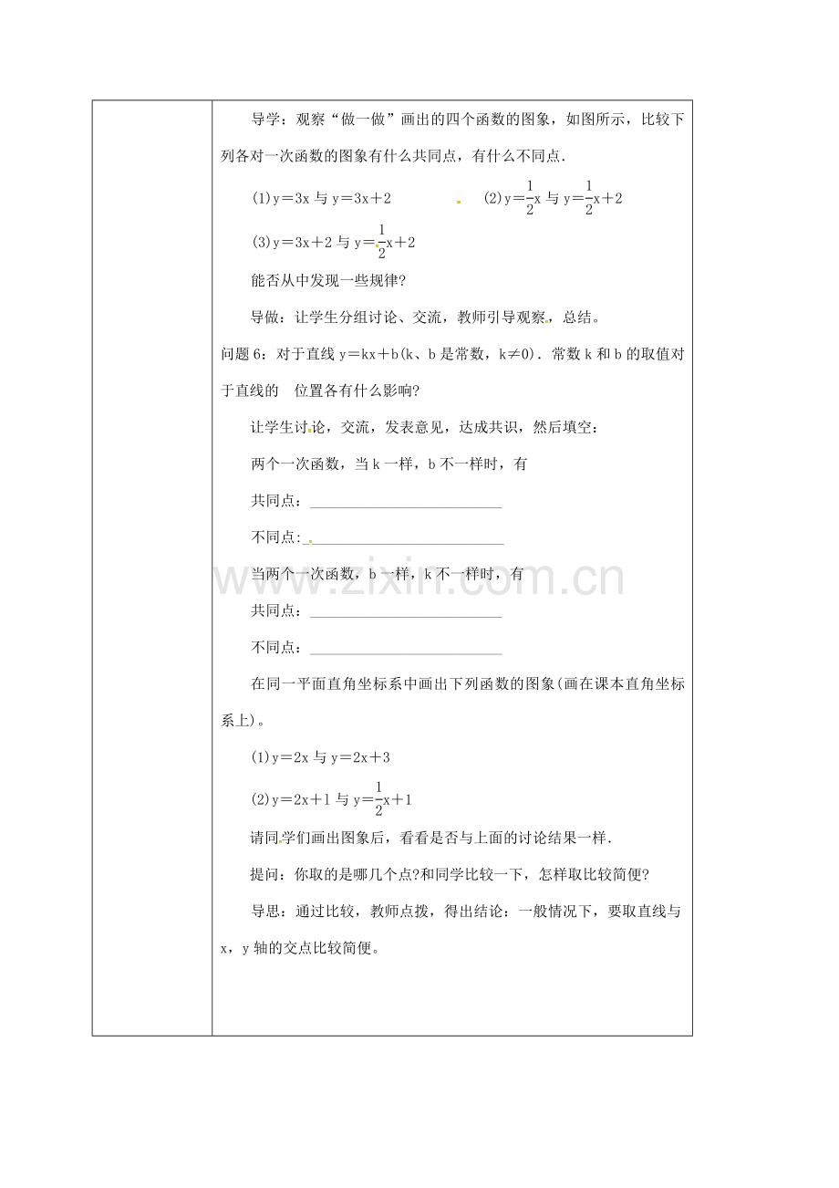 校八年级数学下册 17.3.2 一次函数的图象教案 （新版）华东师大版-（新版）华东师大版初中八年级下册数学教案.doc_第2页