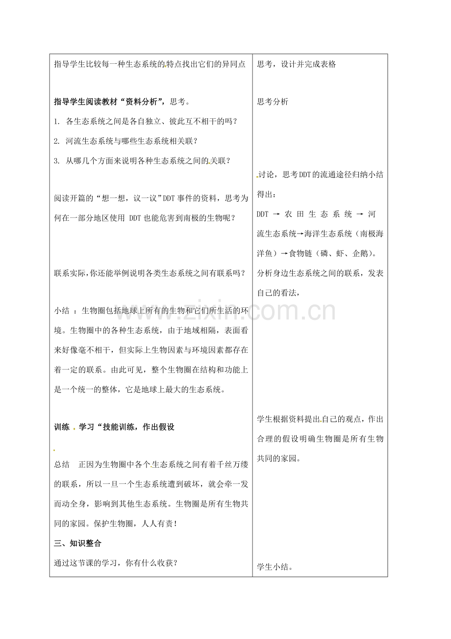 山东省郯城县七年级生物上册 1.2.3 生物圈是最大的生态系统教案 （新版）新人教版-（新版）新人教版初中七年级上册生物教案.doc_第3页