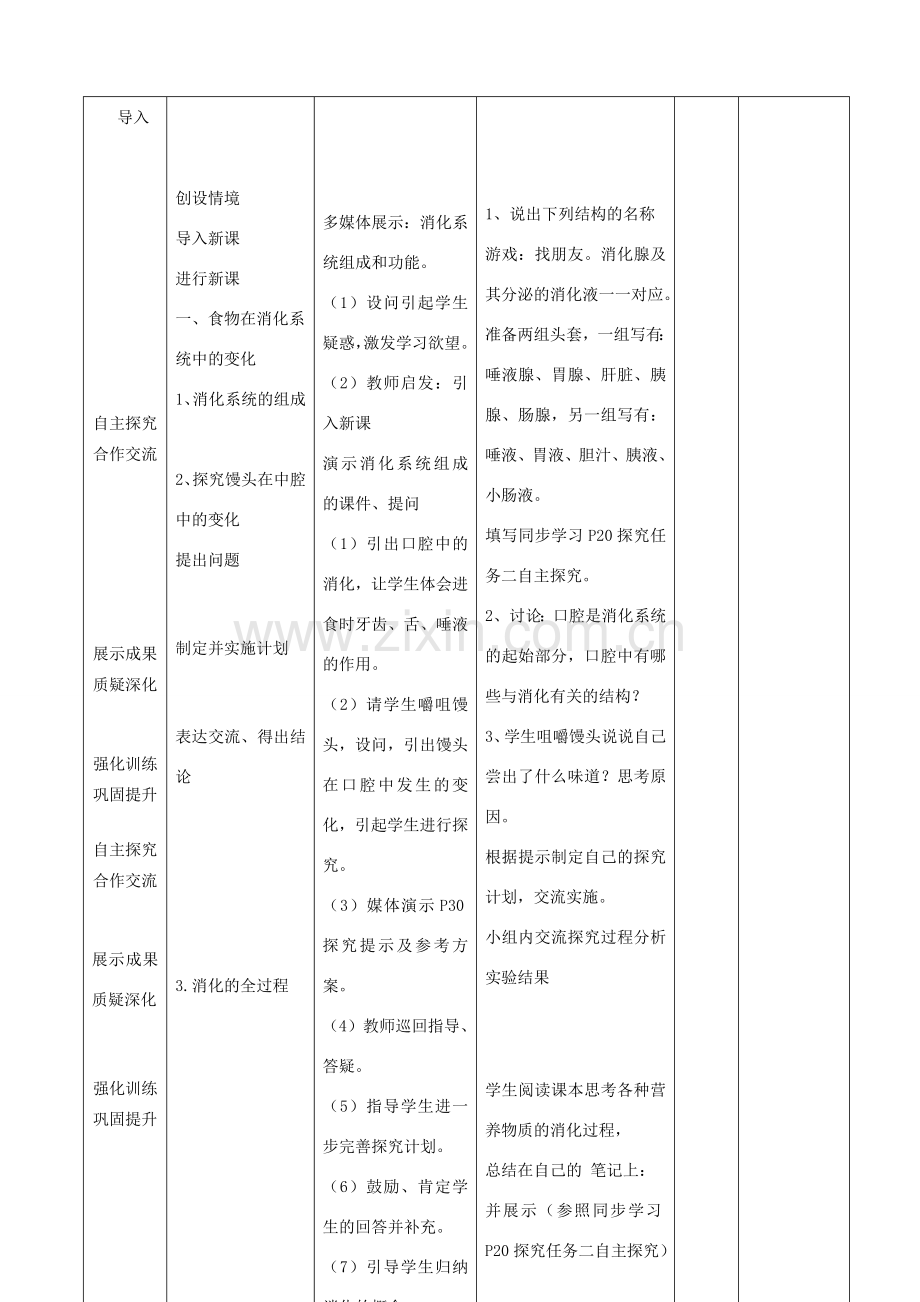 七年级生物下册 4.2.2 消化和吸收教案1 （新版）新人教版-（新版）新人教版初中七年级下册生物教案.doc_第3页