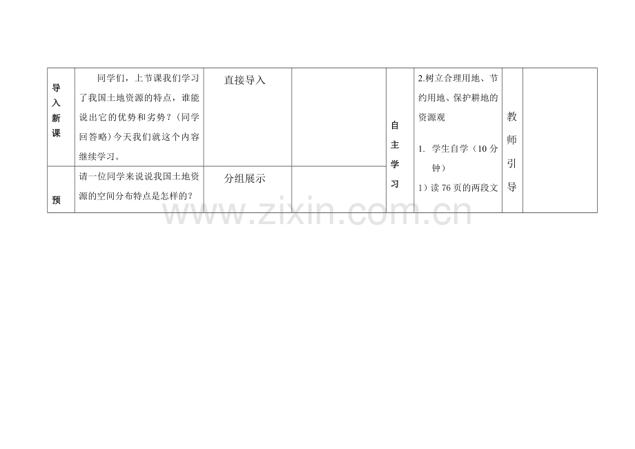 八年级地理上册 3.2 土地资源教学设计 新人教版.doc_第2页