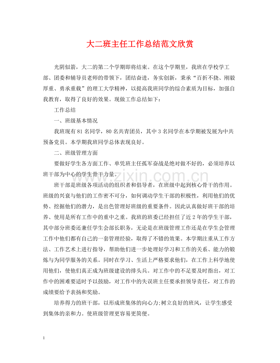 大二班主任工作总结范文欣赏.docx_第1页