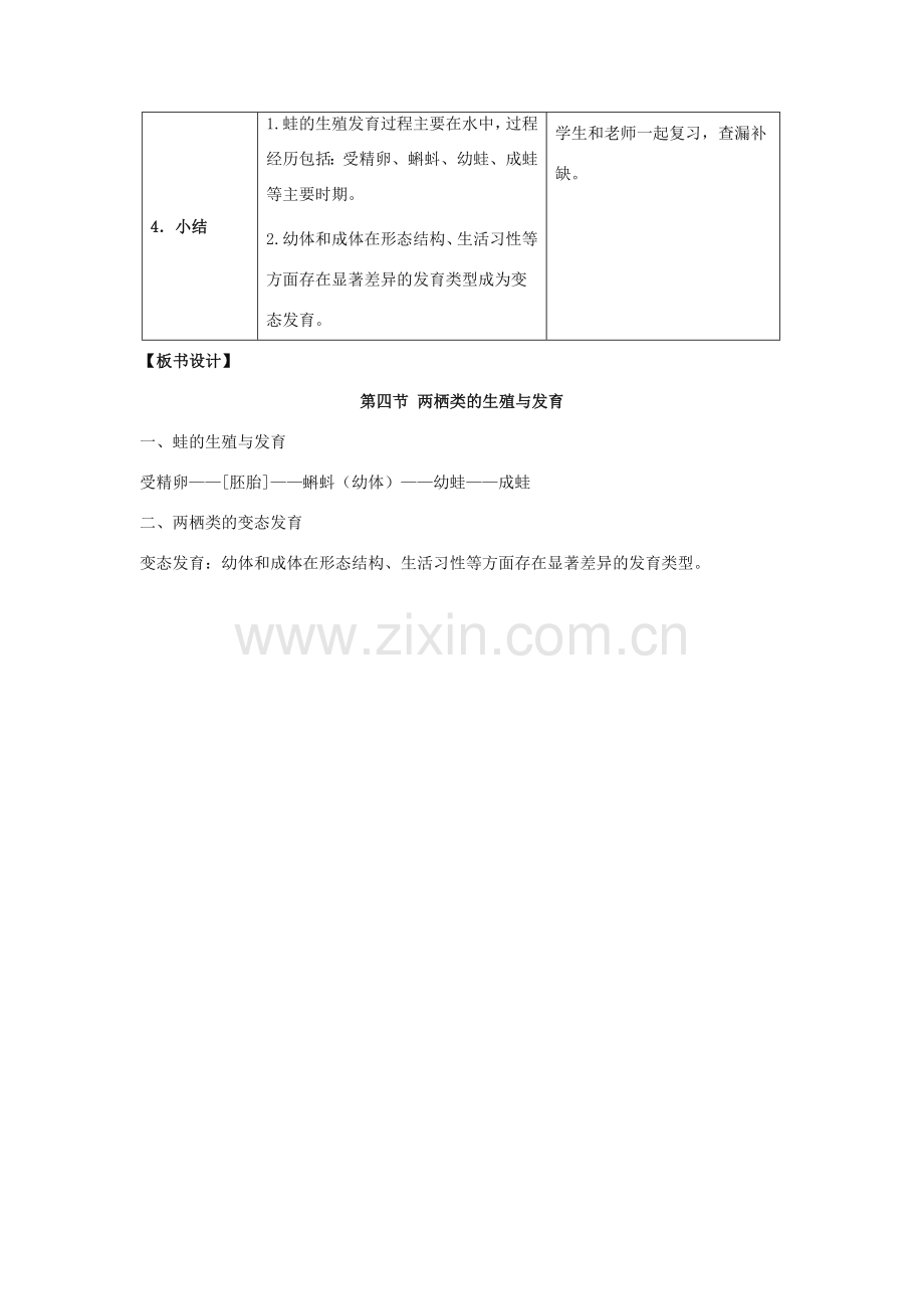 八年级生物下册 第二十一章 第四节《两栖类的生殖与发育》教案 （新版）苏教版.doc_第3页