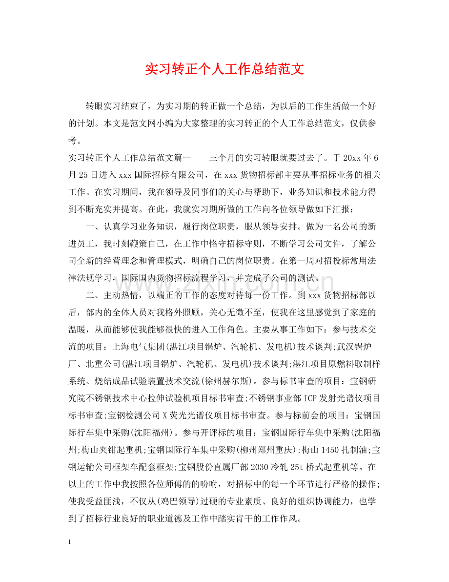 实习转正个人工作总结范文2.docx_第1页