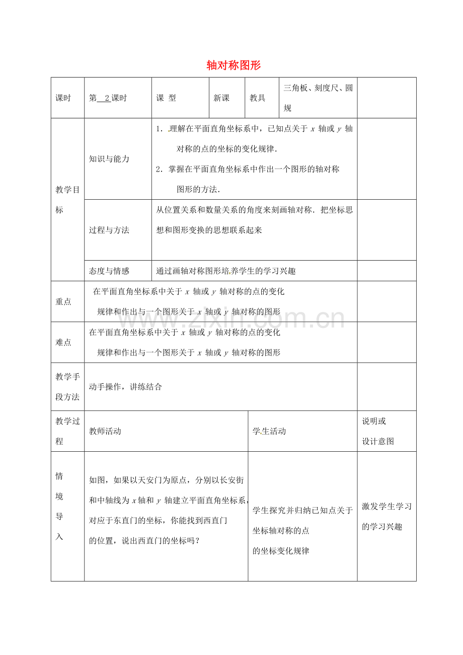 八年级数学上册 13.2.1 作轴对称图形教案2 （新版）新人教版-（新版）新人教版初中八年级上册数学教案.doc_第1页