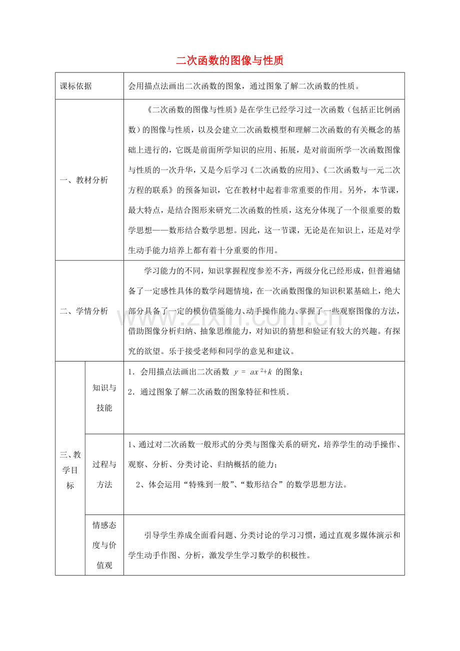 陕西省石泉县九年级数学上册 22.1.3 二次函数的图象和性质教案3 （新版）新人教版-（新版）新人教版初中九年级上册数学教案.doc_第1页