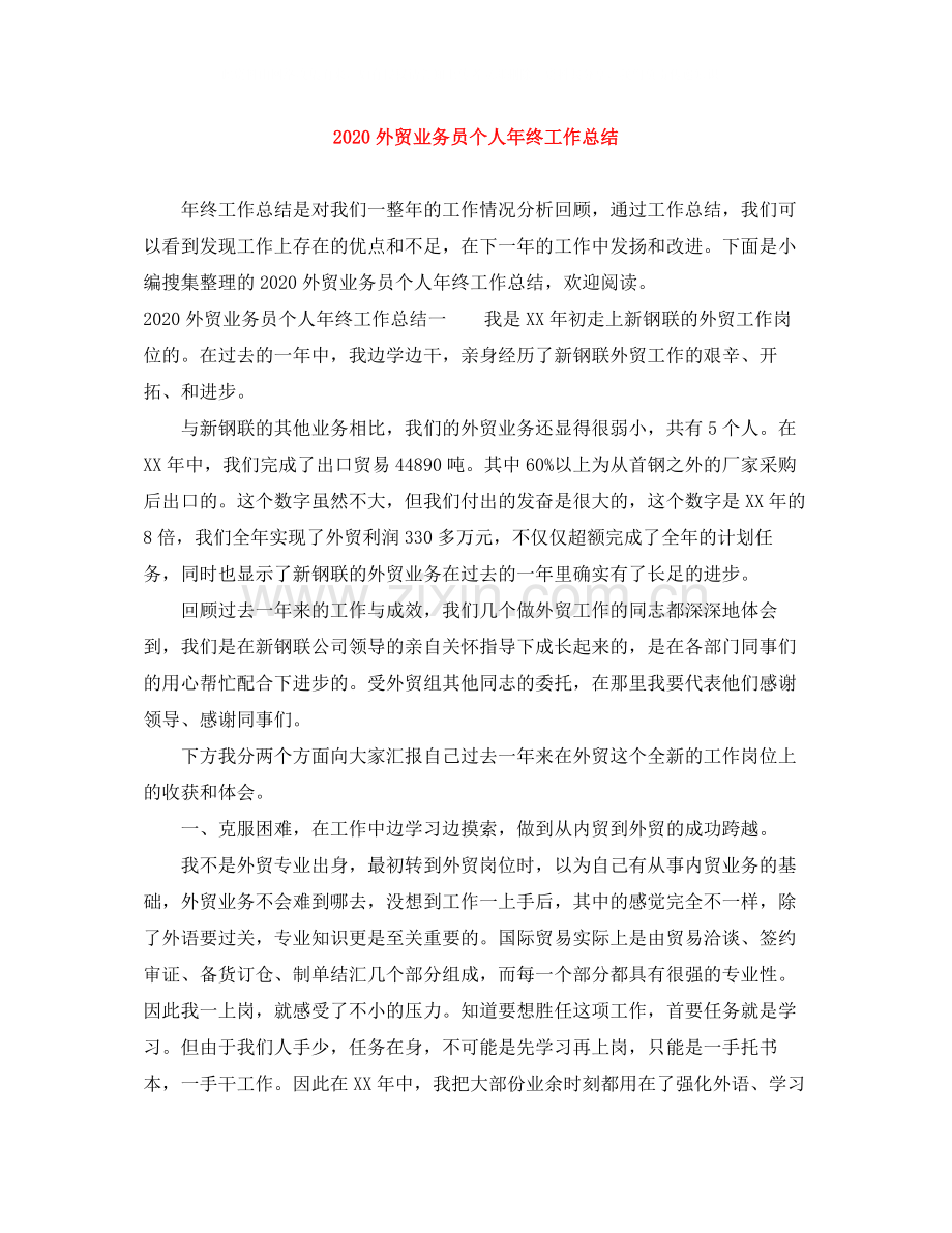 外贸业务员个人年终工作总结.docx_第1页