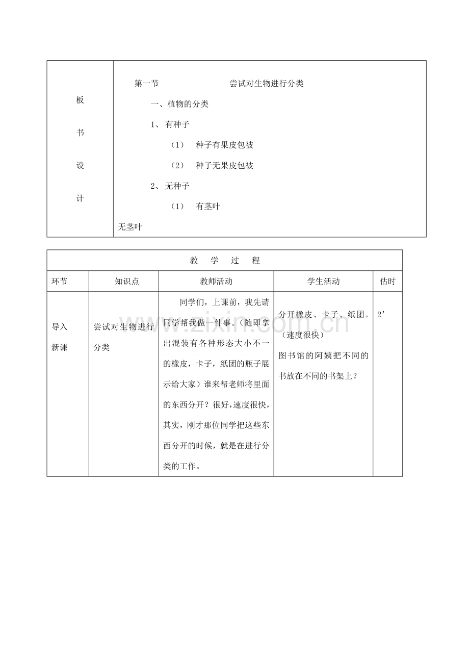 山东省临沭县第三初级中学八年级生物上册《尝试对生物进行分类》教案一 人教新课标版.doc_第2页