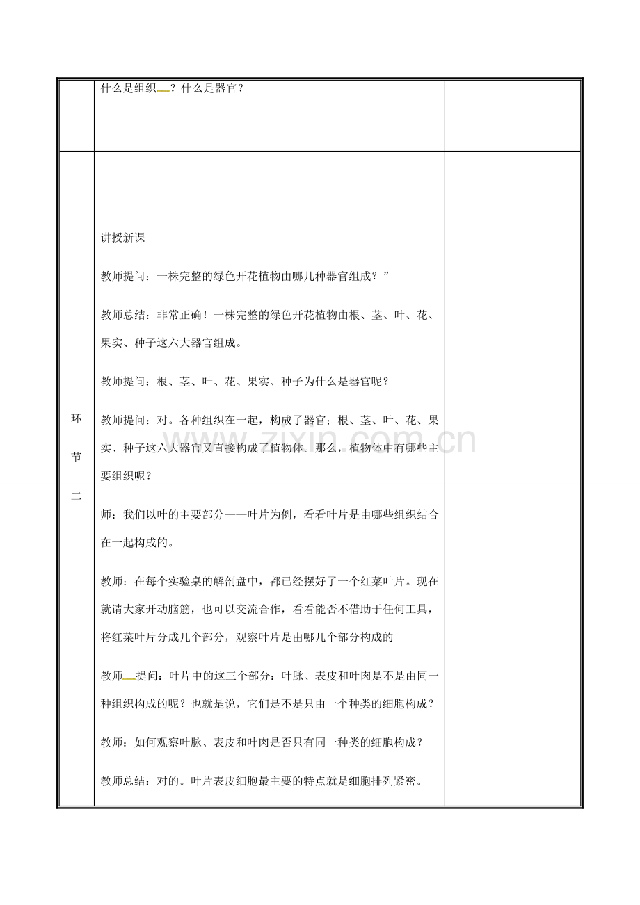 河南省中牟县七年级生物上册 2.2.3 植物体的结构层次教案 （新版）新人教版-（新版）新人教版初中七年级上册生物教案.doc_第3页