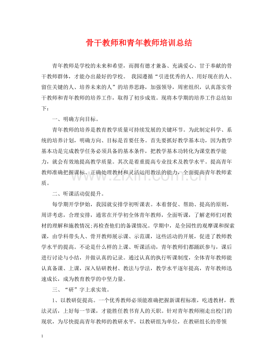 骨干教师和青年教师培训总结.docx_第1页