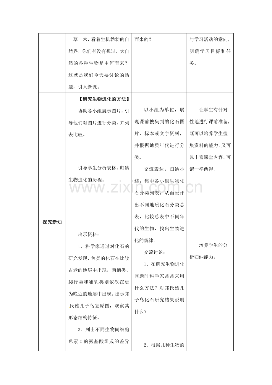 八年级生物下册 第七单元 生物圈中生命的延续和发展 第三章 生命起源和生物进化 第二节 生物进化的历程教案 （新版）新人教版-（新版）新人教版初中八年级下册生物教案.docx_第2页