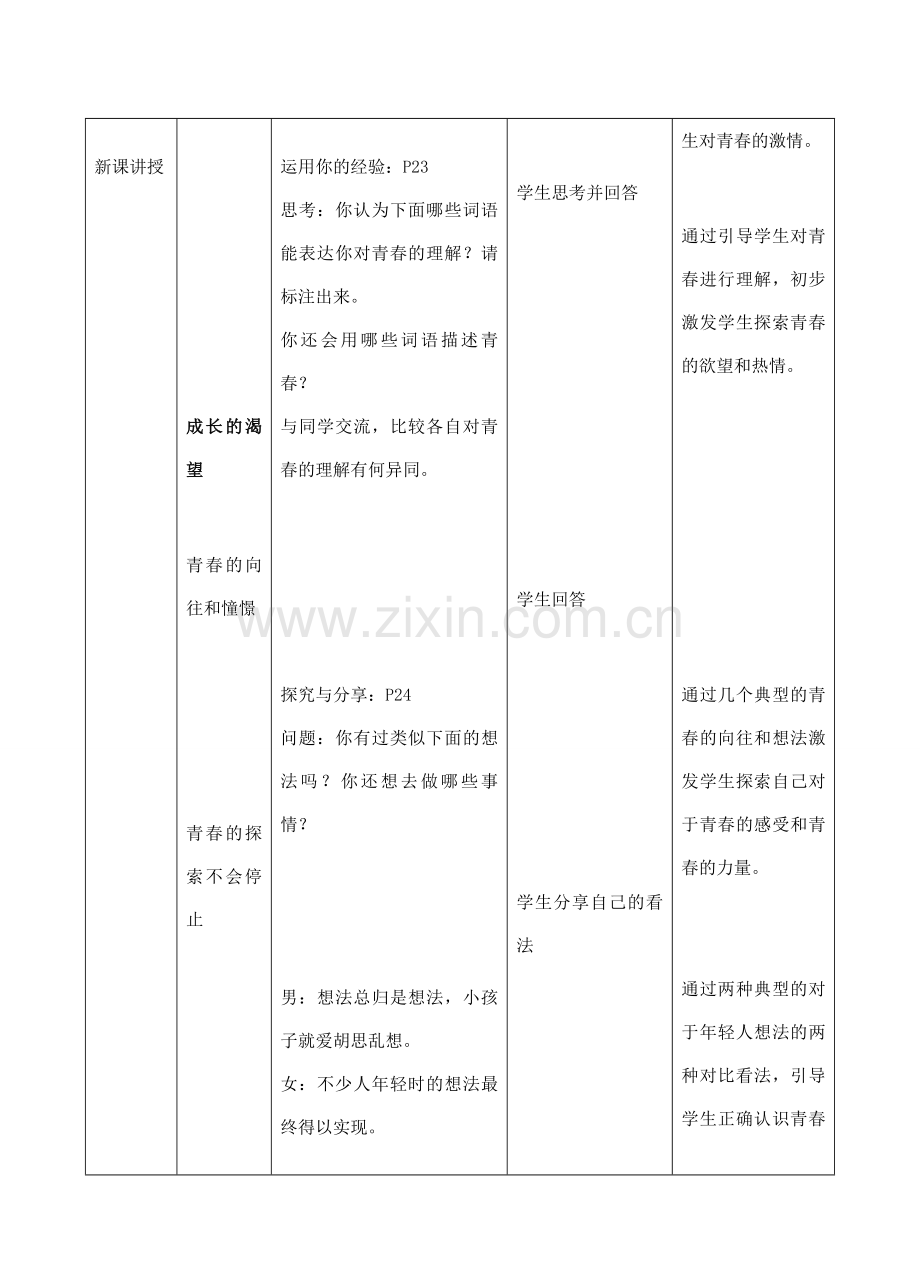 （秋季版）七年级道德与法治下册 第一单元 青春时光 第三课 青春的证明 第1框 青春飞扬教学设计 新人教版-新人教版初中七年级下册政治教案.doc_第2页