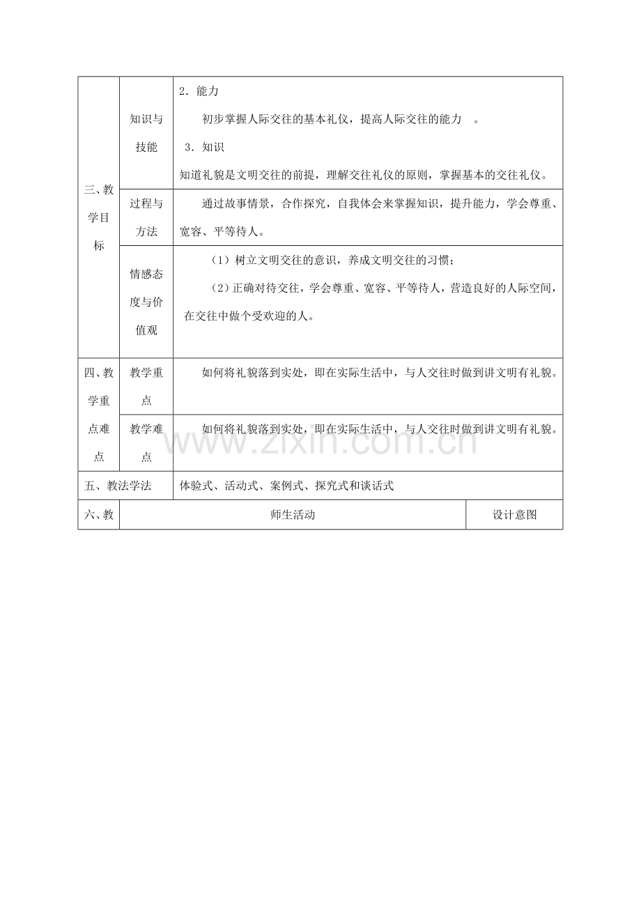 八年级政治上册 第二单元 学会交往天地宽 第四课 掌握交往艺术 提高交往能力 第1框《文明交往礼为先》教案 鲁教版-鲁教版初中八年级上册政治教案.doc_第2页