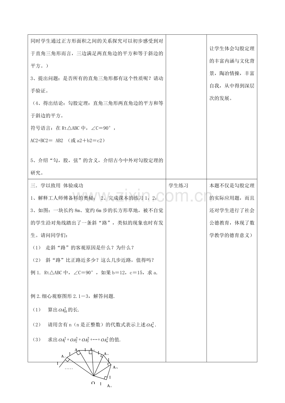 江苏省昆山市锦溪中学八年级数学上册 教案勾股定理教案（1） （新版）苏科版.doc_第2页