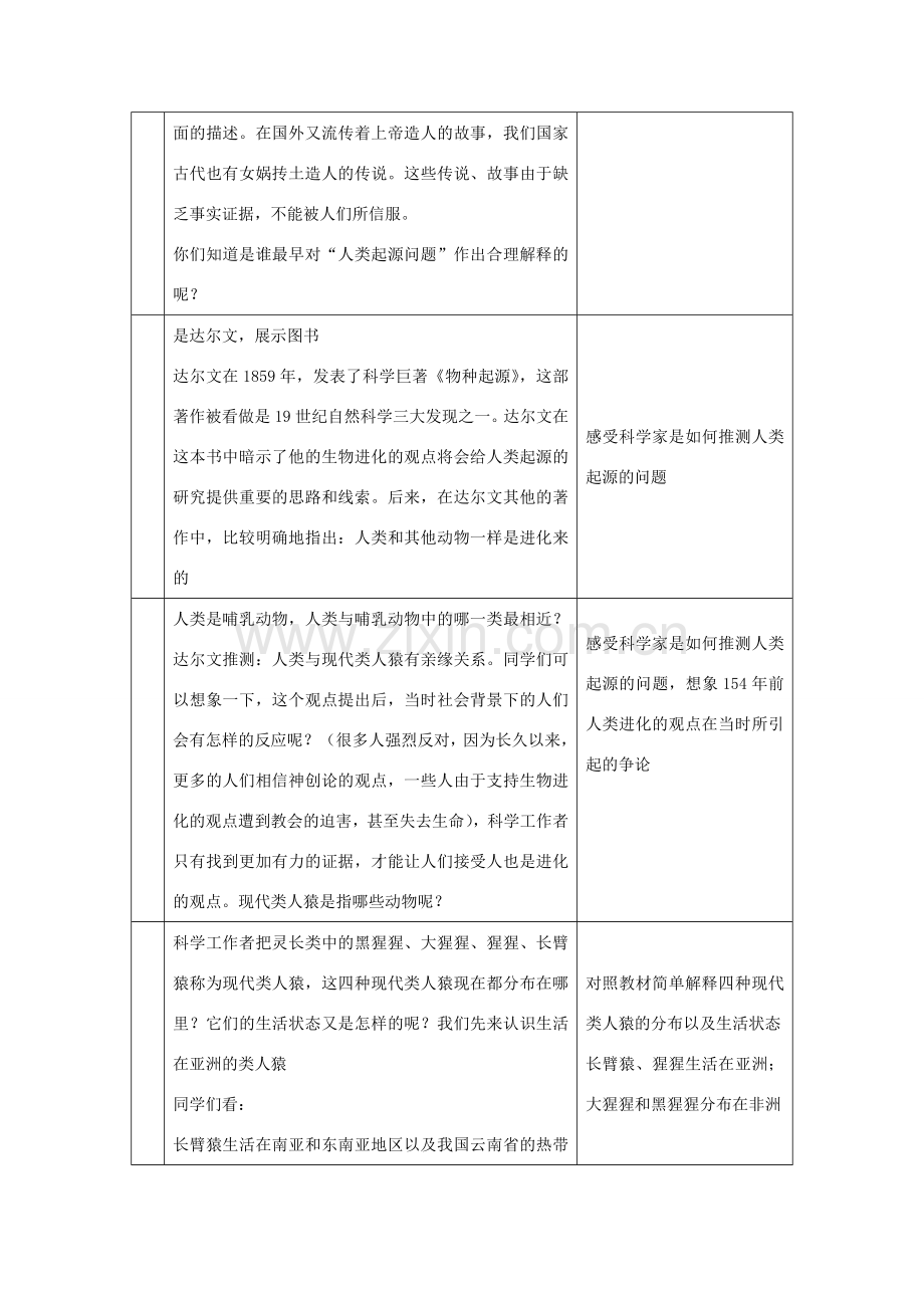 八年级生物下册 第21章 第3节 人类的起源与进化（第1课时）教案 北师大版-北师大版初中八年级下册生物教案.doc_第2页