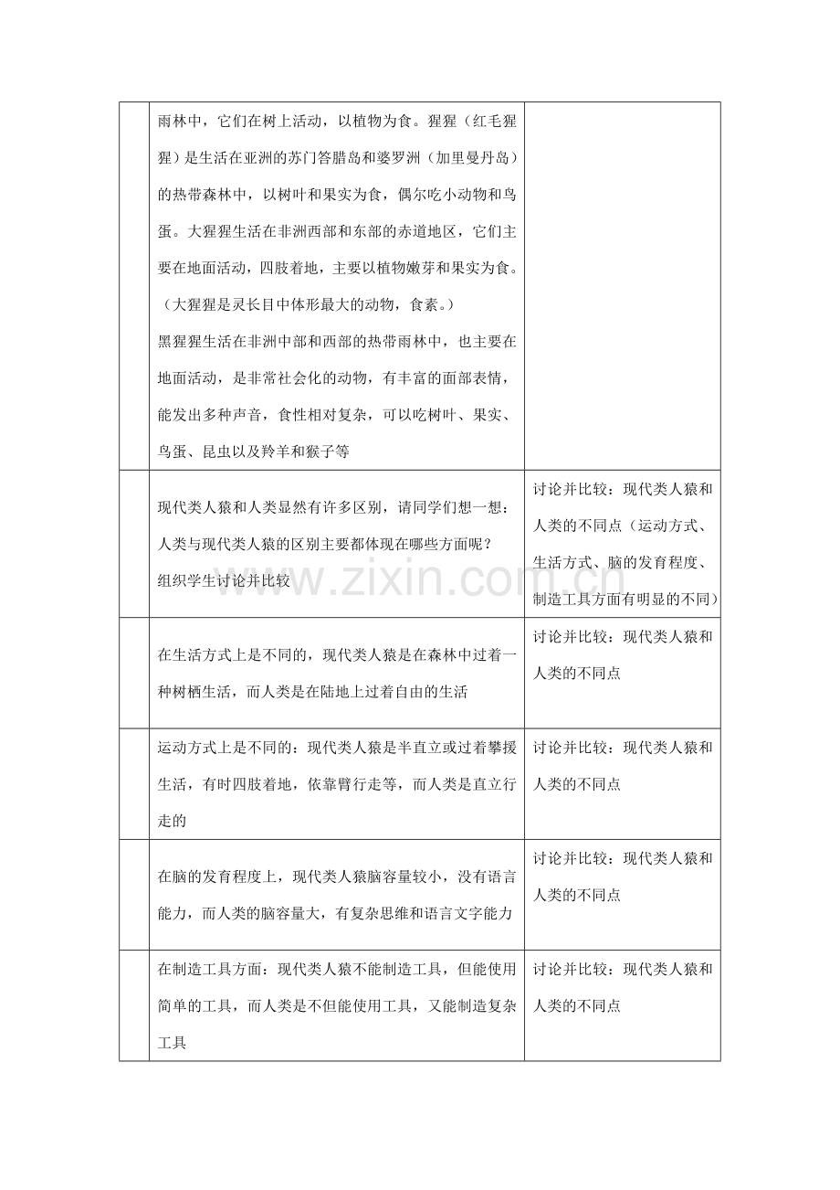 八年级生物下册 第21章 第3节 人类的起源与进化（第1课时）教案 北师大版-北师大版初中八年级下册生物教案.doc_第3页