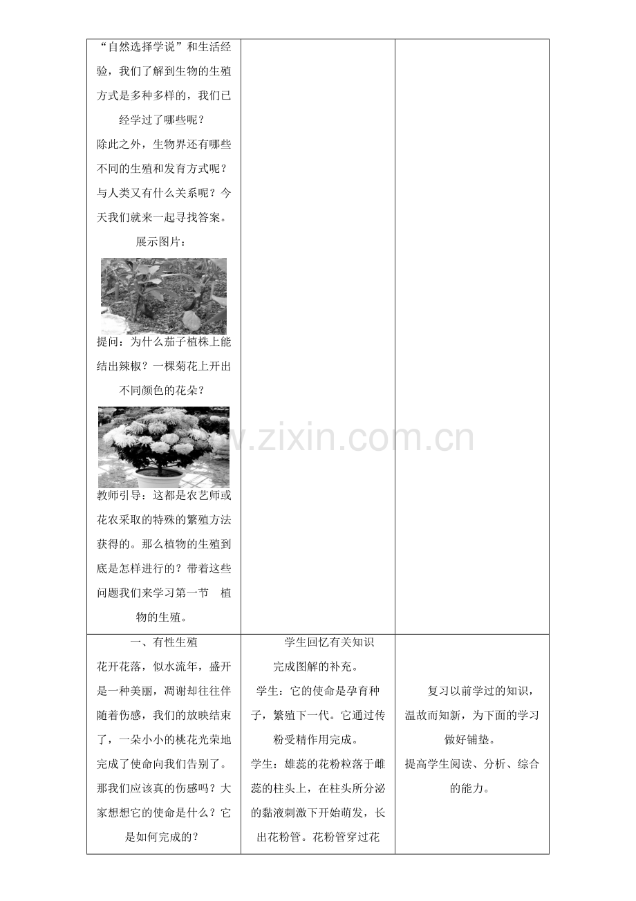 春八年级生物下册 第七单元 第一章 第一节 植物的生殖教案 （新版）新人教版-（新版）新人教版初中八年级下册生物教案.doc_第2页