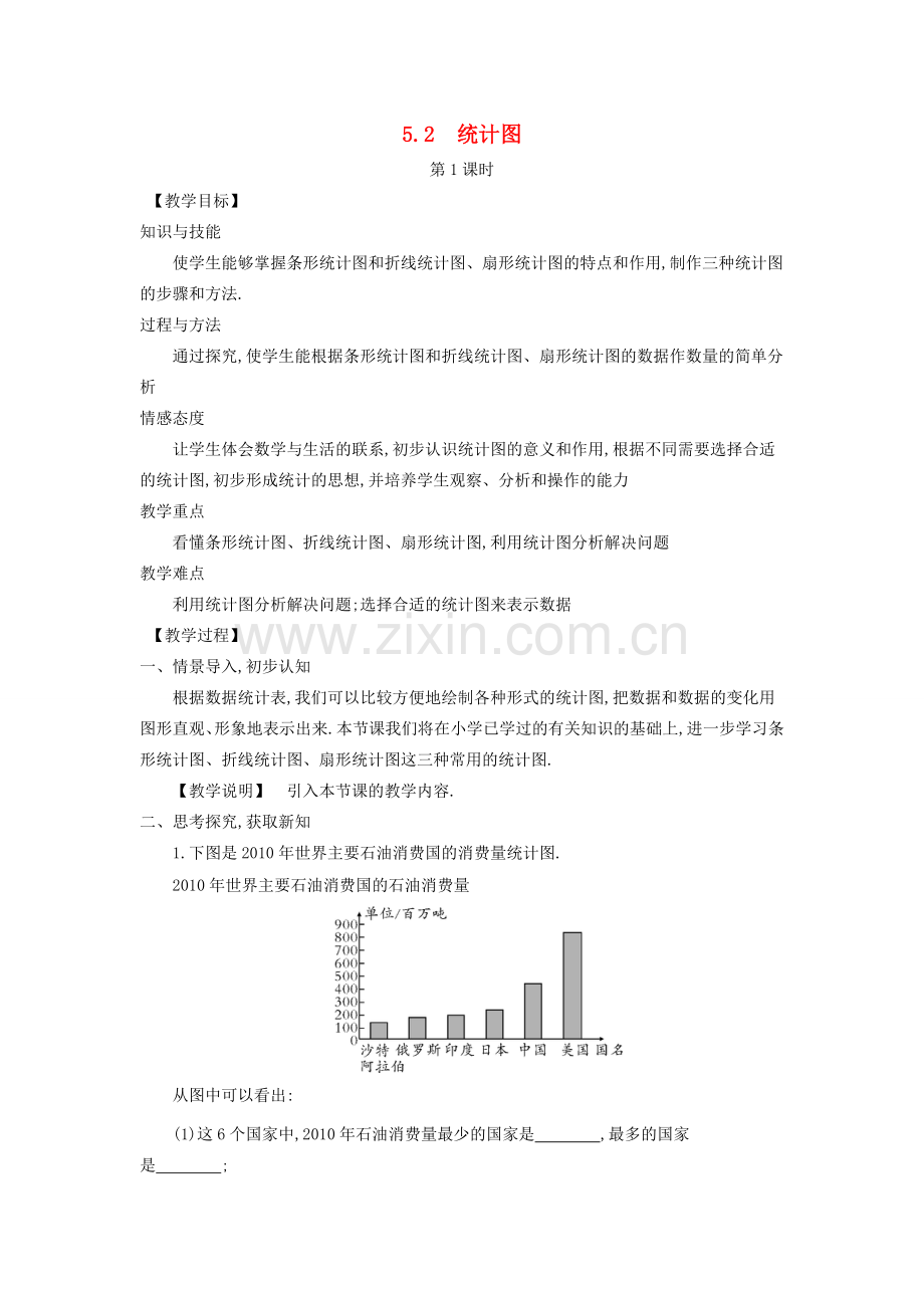 秋七年级数学上册 5.2 统计图教案 （新版）湘教版-（新版）湘教版初中七年级上册数学教案.doc_第1页