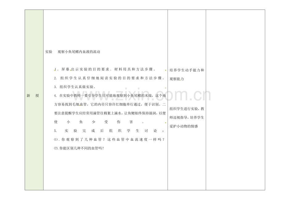 吉林省磐石市三棚中学七年级生物下册 第四章 第二节 血流的管道—血管（第一课时）教案 新人教版.doc_第2页