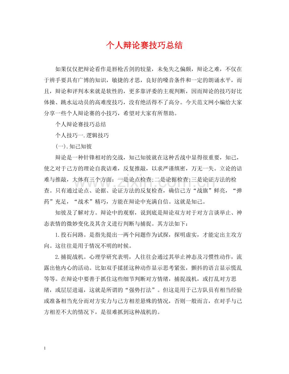 个人辩论赛技巧总结.docx_第1页