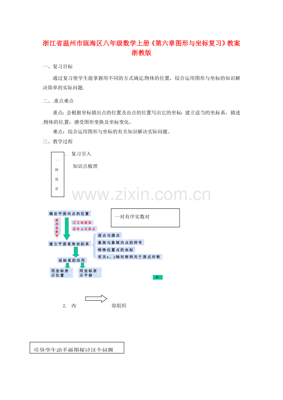 浙江省温州市瓯海区八年级数学上册《第六章图形与坐标复习》教案 浙教版.doc_第1页